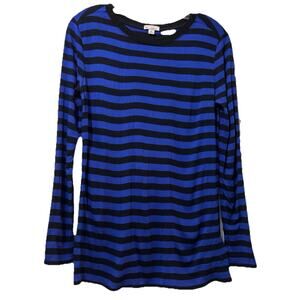 Gap blue-and-black striped long-sleeve T-shirt Size XS Super Soft Casual Tee